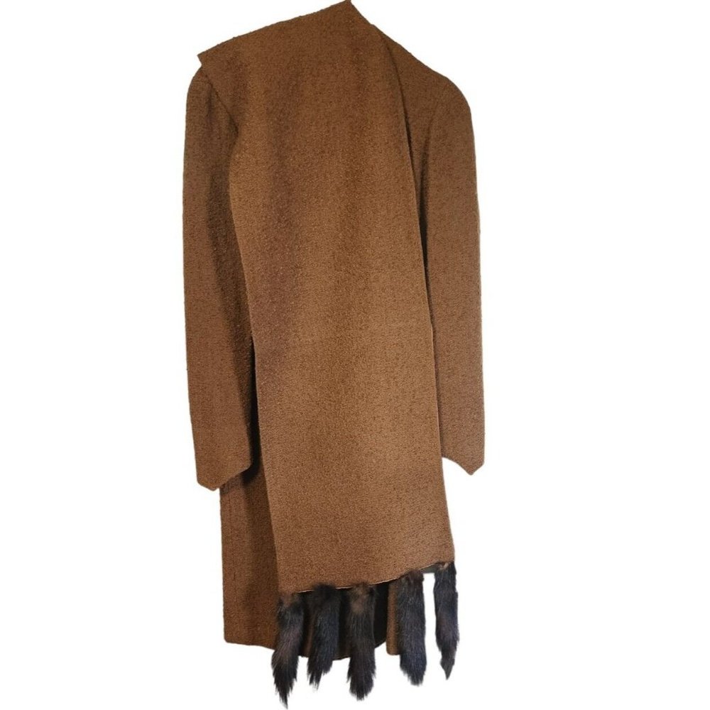 1950s Vintage Lilli Diamond Wool Dress And Scarf With Mink Or Sable Tails Sz S